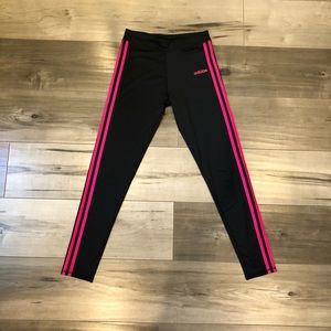 Adidas black and hot pink leggings